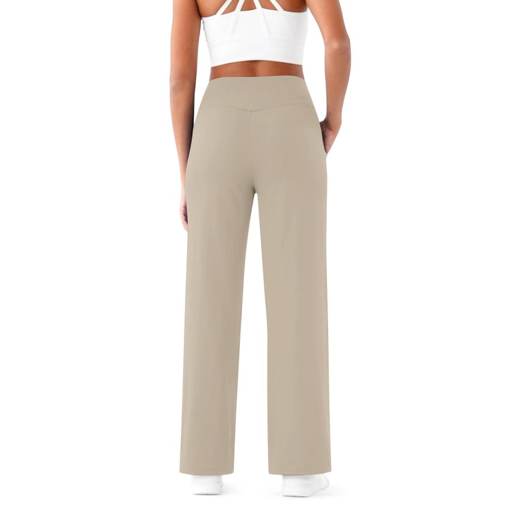 Damen High Waist Wide Leg Hose mit Taschen Weicher Dehnbarer Stoff Geeignet für Yoga Workout Freizeitkleidung und Loungewear
