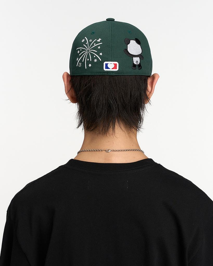 THEMUSEUMVISITOR Panda Embroidery Cap (Green)