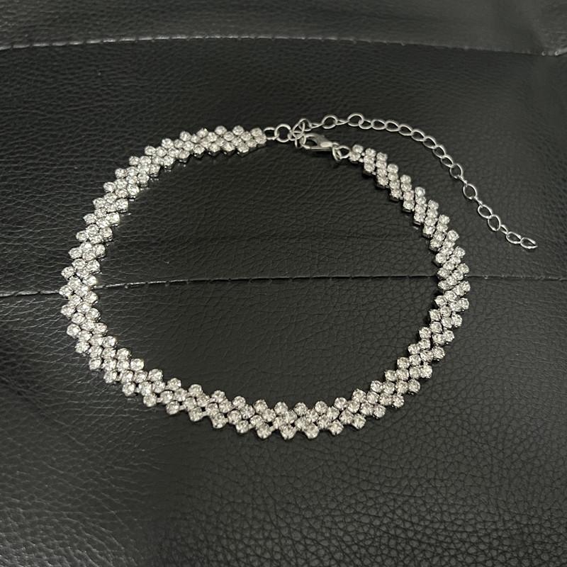 Full Diamond Necklace Diamond Choker Neck Chain Collarbone Chain Fashion Necklace