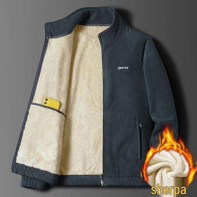 Chaqueta Polar para Hombre: Felpa de Doble Cara, Lana de Cordero, Ropa Deportiva Casual Engrosada para Otoño/Invierno.