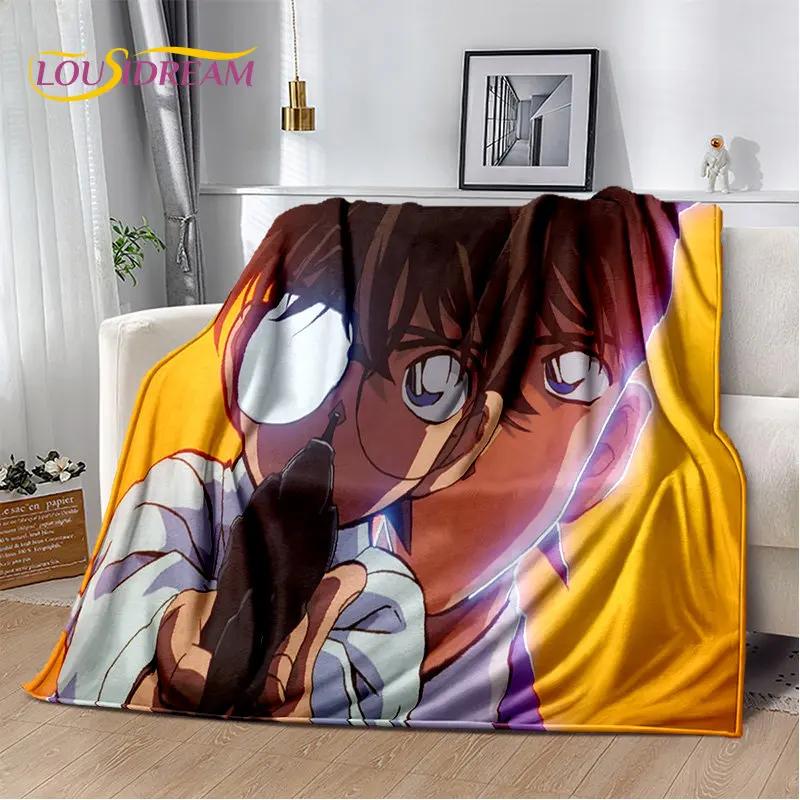 Detektyw Conan Cartoon Anime miękki pluszowy koc, flanelowy koc rzut koc do salonu sypialnia kanapa z funkcją spania narzuta na piknik 3D