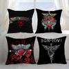 B-Bon J-Jovi Band Kussenhoes Bank Korte Pluche Dubbelzijdig HD Print Kamer Huis Kantoor Cadeau Kussenhoes