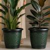 Large Capacity Garden Planters 12" Planter Pot with Saucer, Thickened Plastic Anti-Aging Flower Drainage Durable Holes, Woven Texture, Plant