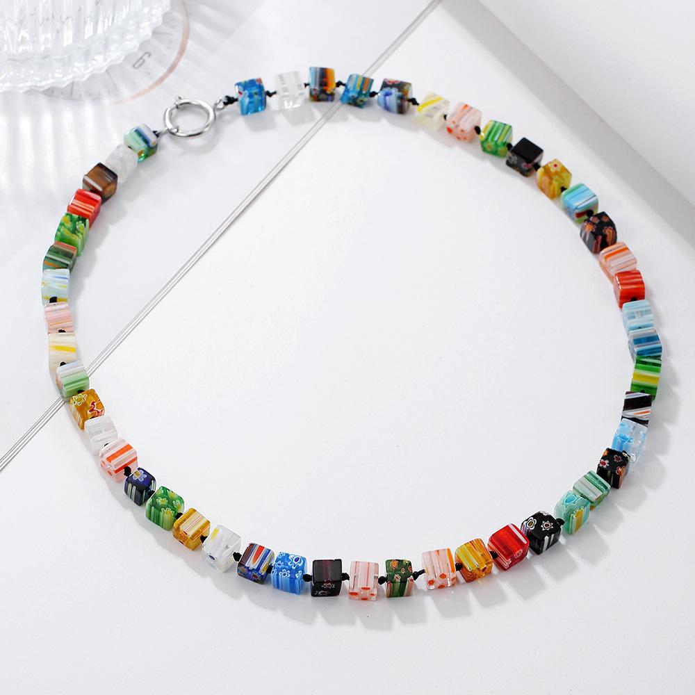 Unisex Personalized Jewelry Gift Her Crystal Geometric Beaded Bracelet DIY Glass Beads String