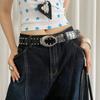 Y2k Women's Rivet Belt Gothic Dress Jeans Belt Niche Leather Waist Belt  Streetwear