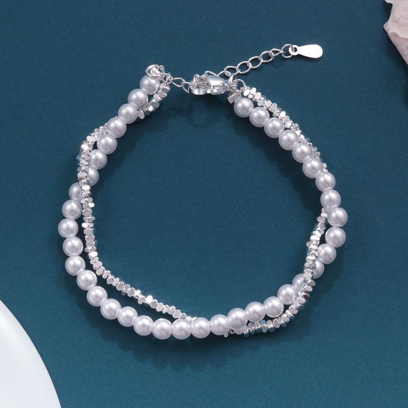 925 Silver Star Moon Bracelet Women Fashion Korean Crystal Double Layer Charm Party Jewelry Gift