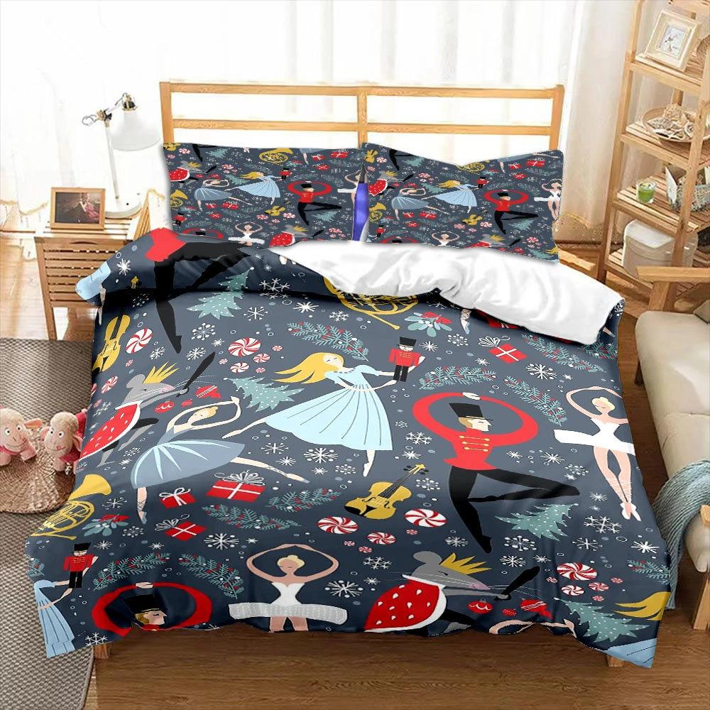 Nutcracker Duvet Set Three-Piece Cartoon Royal Guard Bedding Set Quilt Cover