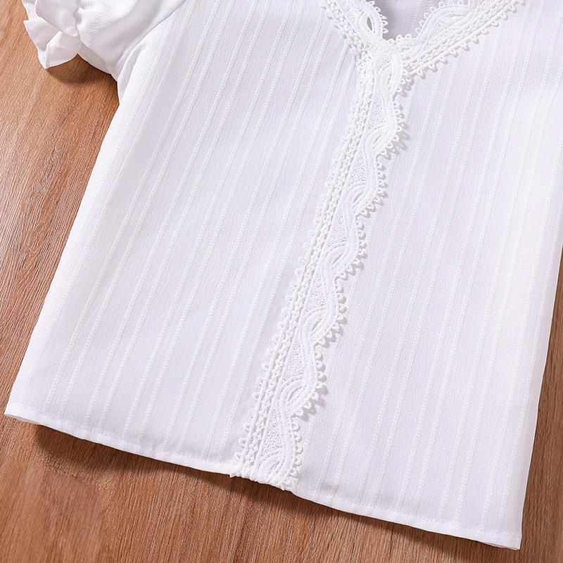 3-12Y Girls Suit Summer Short-sleeved Children's Clothing New Children's Summer Short-sleeved Top + Shorts 2pcs