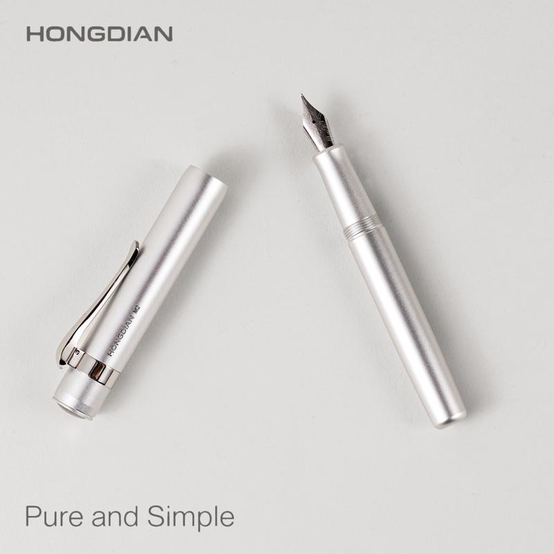 LT Hongdian Short Metal Pocket Fountain Pen Cartridge System Gift Box Stylish Business Student Calligraphy Pen M2