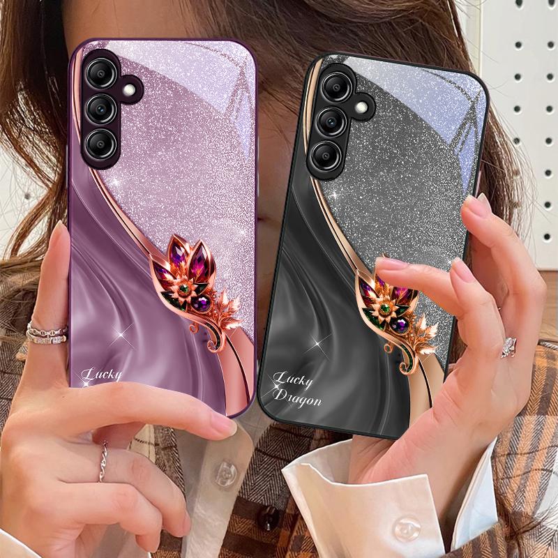 Colorful gemstone pattern For Samsung A 73 72 71 70 56 55 54 53 52 51 50 42 35 34 33 32 31 26 25 24 23 22 30 20 glass phone case