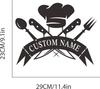 Custom Metal Chef Hat Wall Art, Personalized Kitchen Name Sign Decor