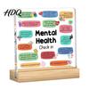 Warm Gift for Friends Motivational Mental Health Desktop Decoration Acrylic Sign with Wooden Stand Spiritual Support Office Desk Decor Inspirational