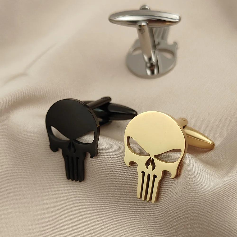Stainless Steel Skull Man Cufflinks Vintage Personalized Design Jewelry Skeleton Cuff Links Party Shirt Sleeve Buttons
