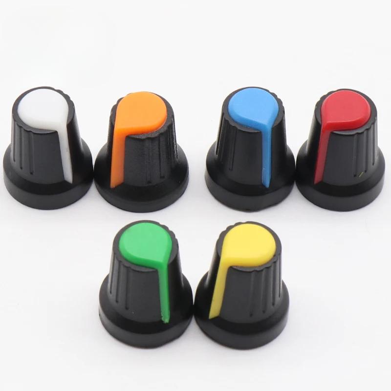 

10 шт. 6 мм пластикові накатні ковпачки-ручки для потенціометрів з різьбою 15*17 мм