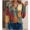 Spring Autumn Blouse Shirts Women Zipper V-Neck Comfortable Shirts Loose Long Sleeve Tops Fashion Female Tee Street Clothes