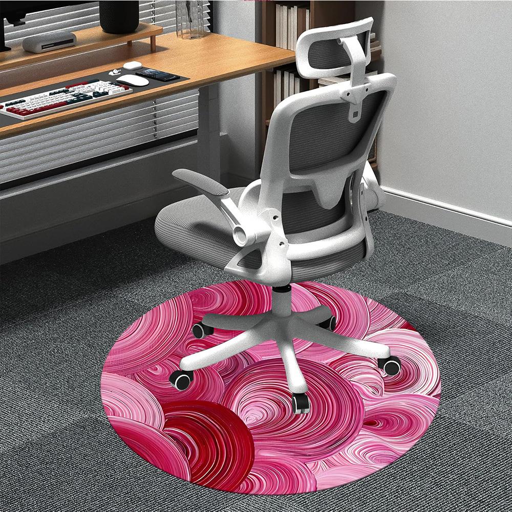 1pc Swirls Circles Office Round Area Rug, Mat Suitable For Office, Under Office Chairs Bedroom Living Room Home Decor, Room Deco