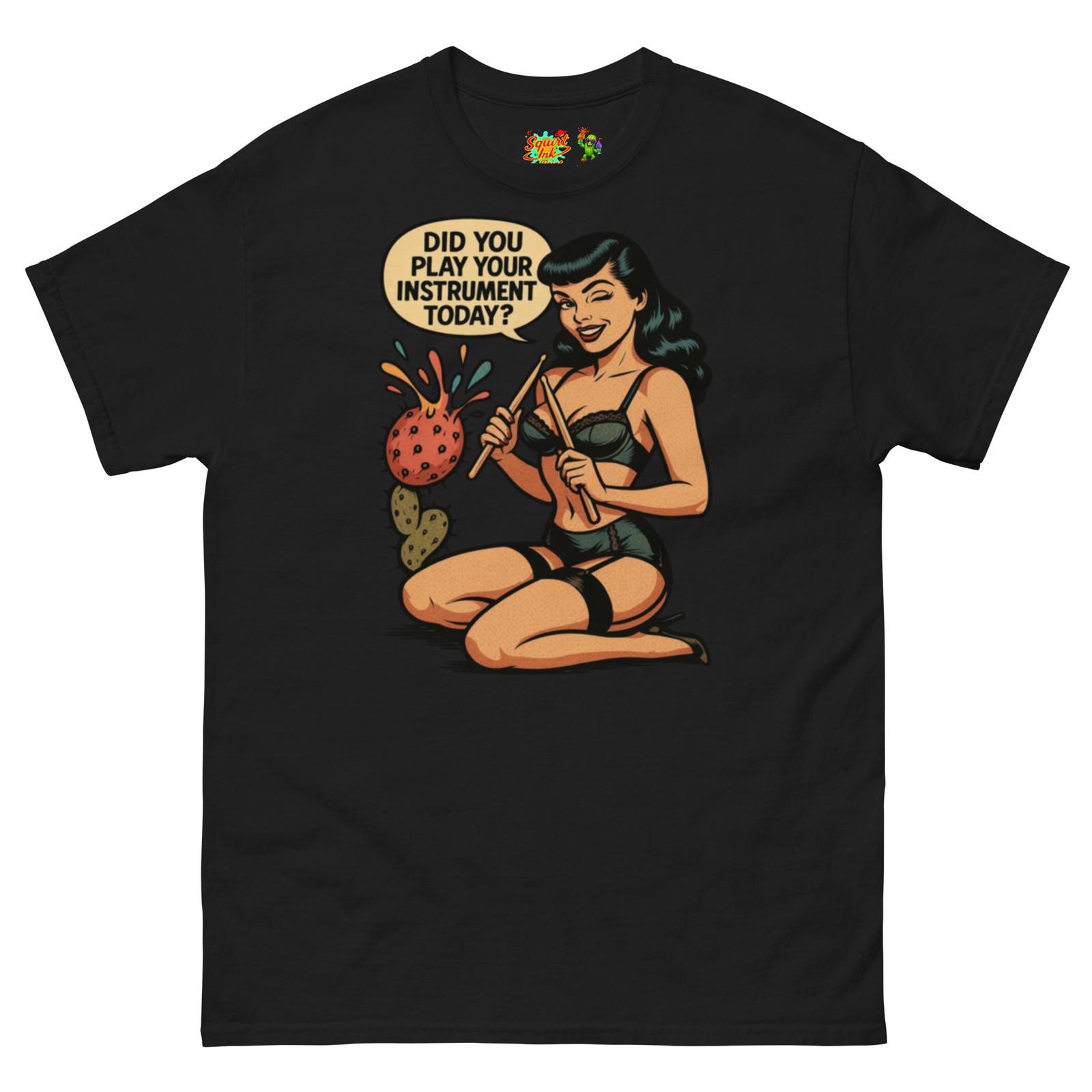 Black Betty Pin-Up Drummer T-Shirt Mens Womens Tees Top Rockabilly Musician Drummer Pop Art M