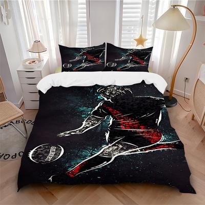 3pcs Football Player Bedding Set, Includes Without Pillow Inserts, Soft Comfortable Bedding Set,All-Season Use A0924001