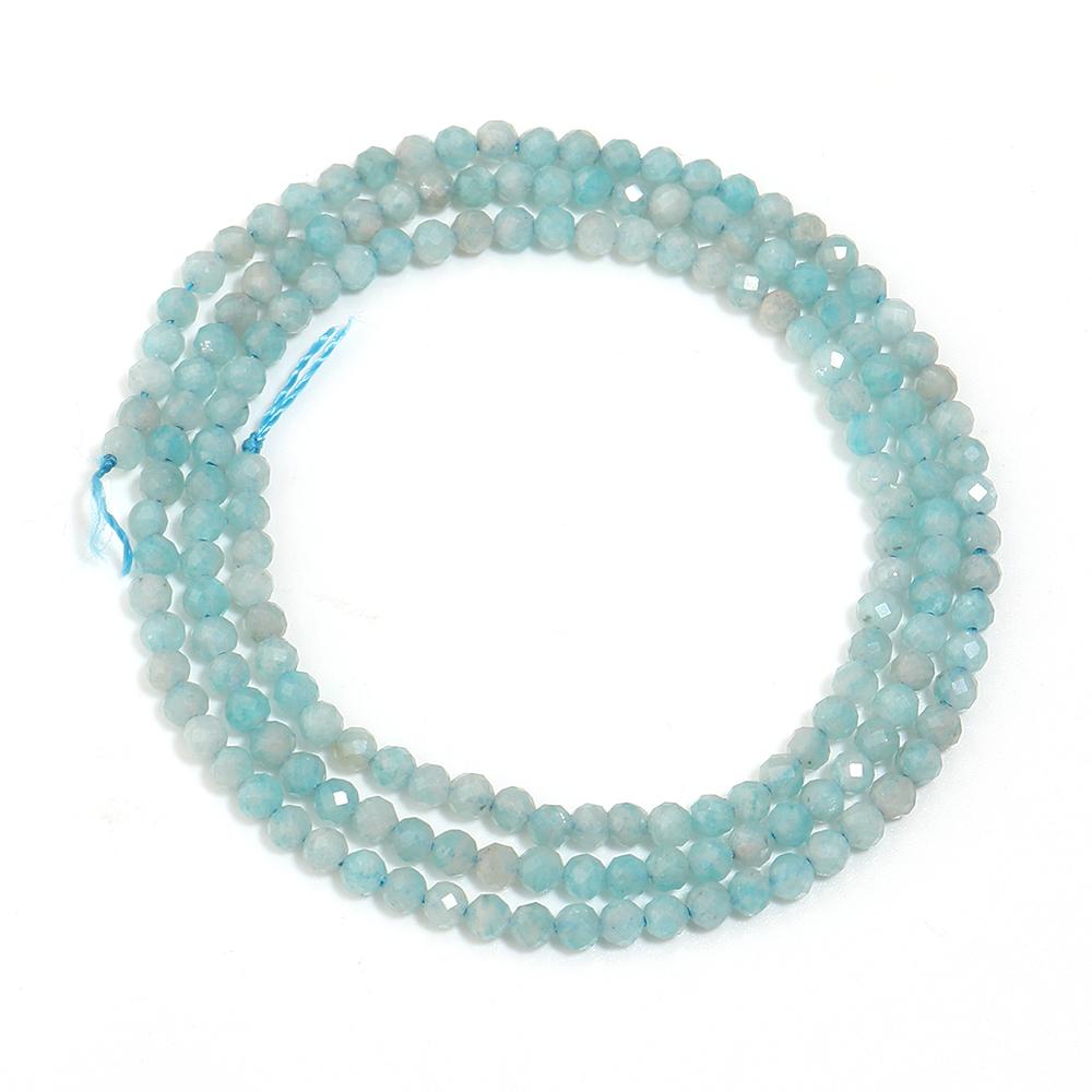 

2/3/4mm Natural Blue Amazonite Stone Beads Faceted Round Loose Gem Beads For Jewelry Making DIY Necklace Bracelets Accessories