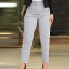 Work Pants High Waist Pleated Pockets Ninth-Length Women Trousers Female Solid Color Straight Leg Suit Office