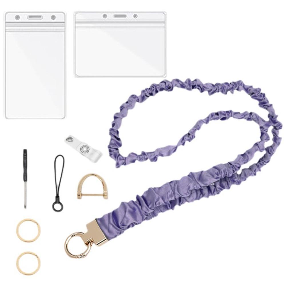 

Safety Breakaway Buckle ID Badge Lanyard Elastic Key Lanyard Professional Teacher Purple Set 1
