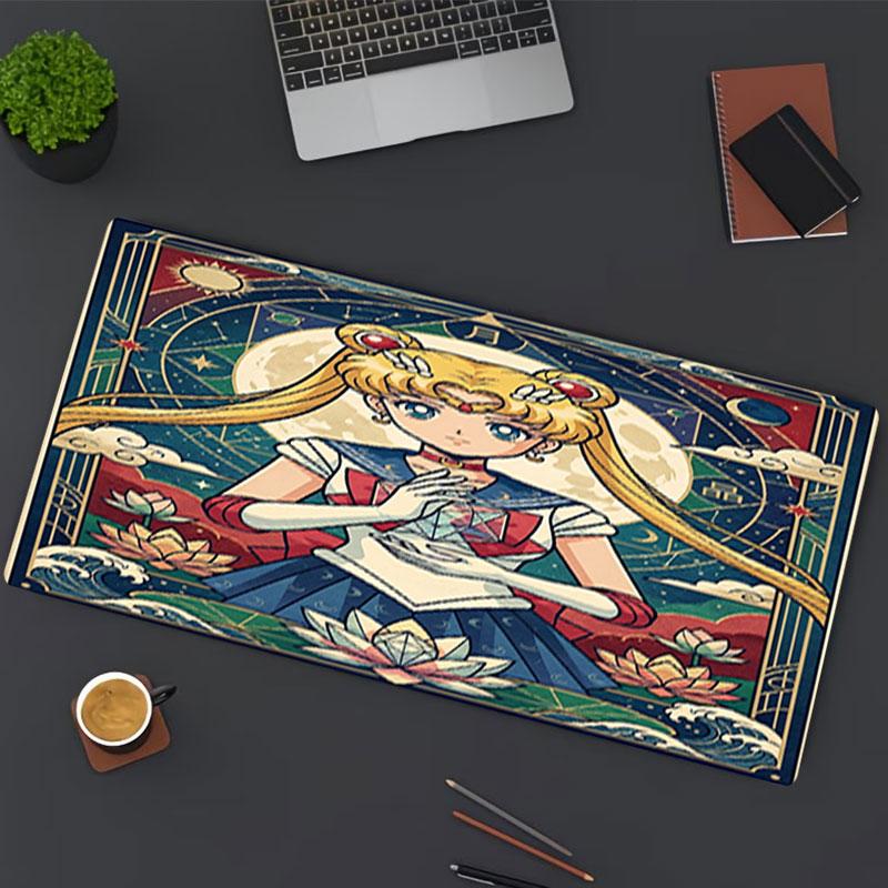 Sailor Moon Aufdruck Mauspads, für Tastaturpad Laptop PC Matte für Büro Heimgebrauch, Schreibtischdekoration, Perfektes Geburtstagsgeschenk für Gamer