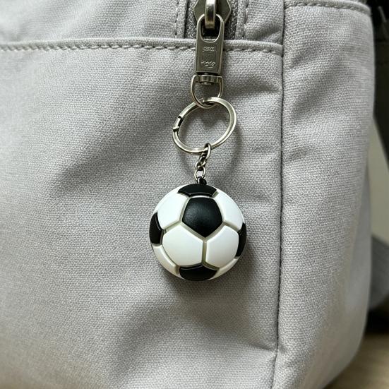 Keychain Pendant with LED Light Realistic Football Design Keyring Compact Bag Decoration Night