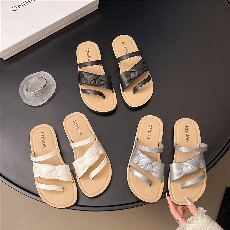 Women's summer outer wear new home cover toe slippers flat bottom sandals