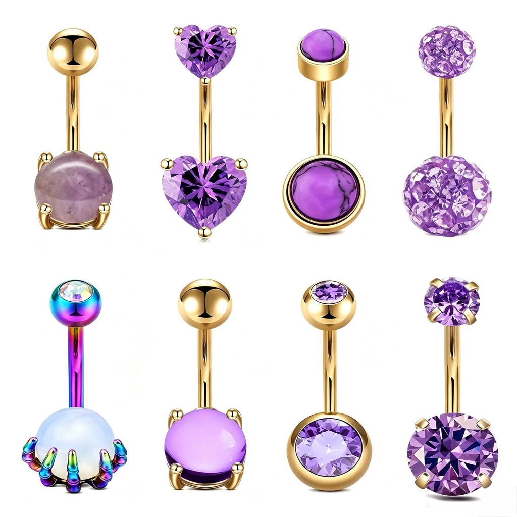 Light Luxury Stainless Steel Trendy Wind Texture Navel Nail Arc Puncture Decoration Personality Daily Versatile Spot