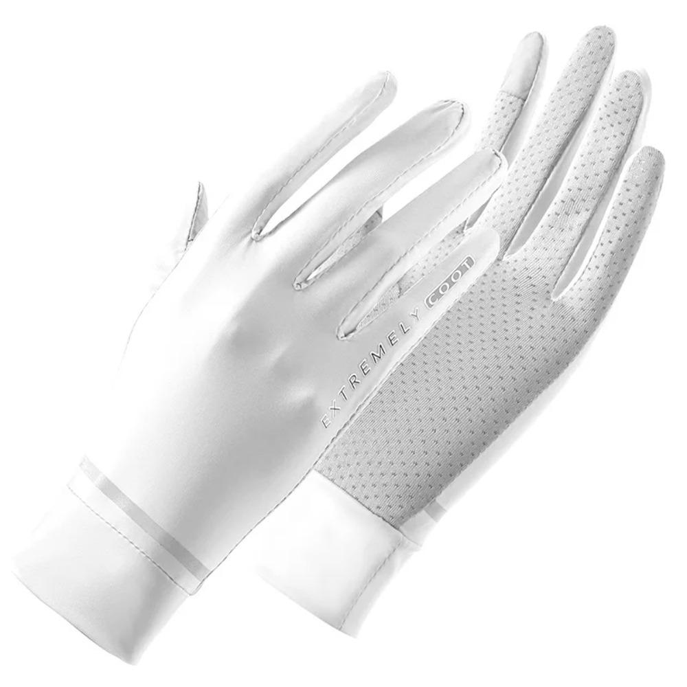 

Thin Ice Silk Gloves Fingerless Summer Gloves Sun Protection Gloves for Cycling and Driving белый