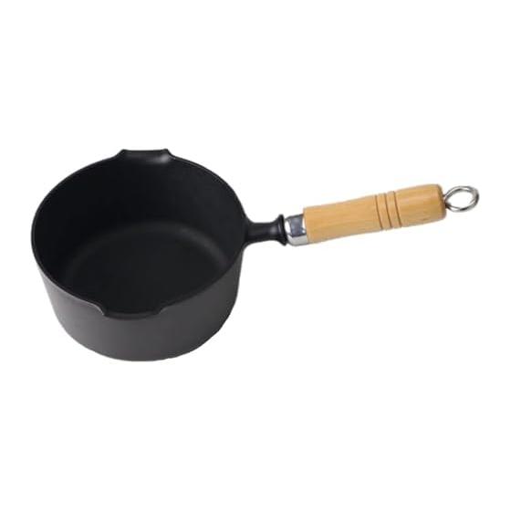 Iwachu One Hand Pot 16 (with Wooden Handle) Black Baked Inner Diameter 16cm IH Compatible Nambu Ironware 24070