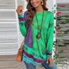 Women's Casual Plus SizeLong Sleeved Round Neck Vintage Ethnic Printing T-shirt Top Pullover