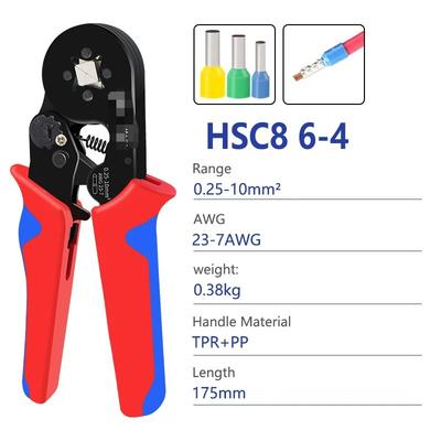 HSC8 Ratcheting Crimping Tool Kit - 0.25-10mm² Ferrule Crimper for 23-7AWG Wire Terminals, Professional Electrician Tool
