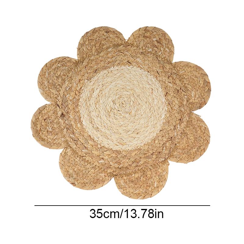 

1 шт. Натуральная изоляционная подставка для стола для дома, из кукурузной шелухи, термостойкая, плетеная, многоцелевая, в форме цветка, экологичная, прочная 35cm
