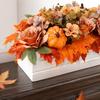 Artificial Pumpkin and Maple Leaf Floral Arrangement In Wooden Box Fall Harvest Decoration for Indoor Tabletop Display Seasonal Home Accent