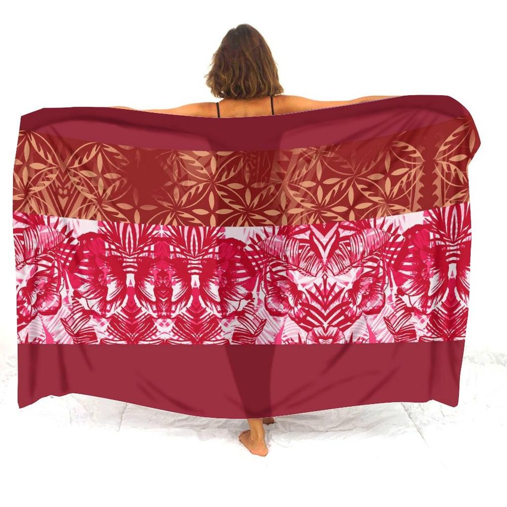 Soft And Comfortable Fabric Summer Beach Holiday Sun Sarong All-In-One Cover Coat Polynesian Print Tailored Women'S Sarong