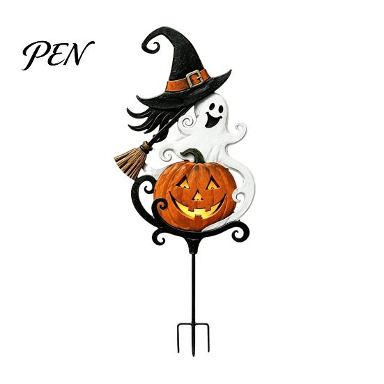 Metal Witch Yard Decor Halloween Garden Stake, Pumpkin Rust-Proof Outdoor Stakes Decoration for Lawn Patio Porch Pathway, Gift Gardener Silhouette