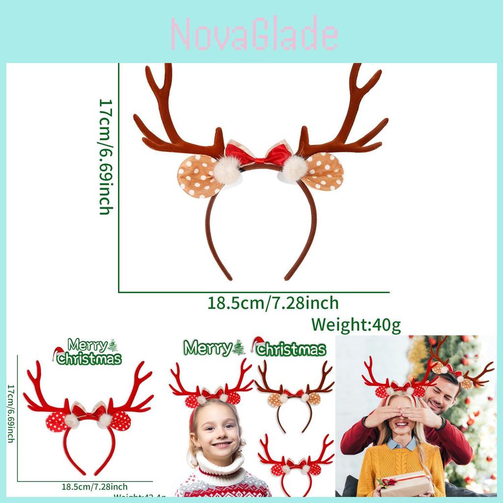 Adorable Cartoon Christmas Reindeer Antler Headband With Charming Bow For Festive Celebrations