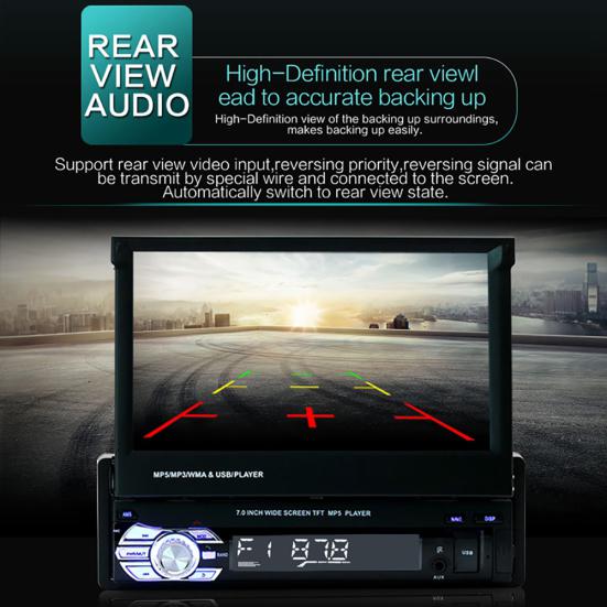 9601 7 Inch Bluetooth-compatible Car FM Radio Audio Video MP5 Player with Rearview Camera