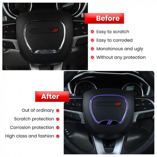 Steering Wheel Center Cover Trim Ring Purple for Dodge Charger/Challenger 15-21