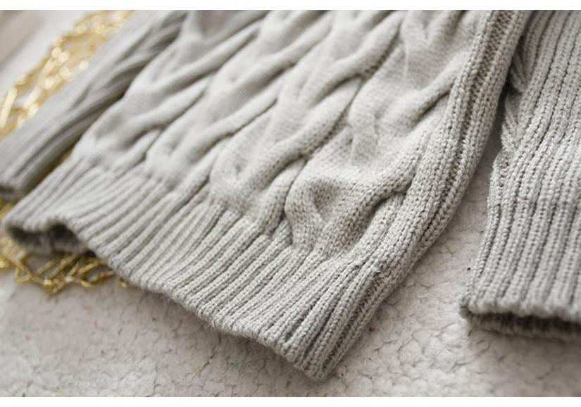 Children's Wool High-Neck Sweater, Cable Knit, Black/White, Unisex Autumn Top