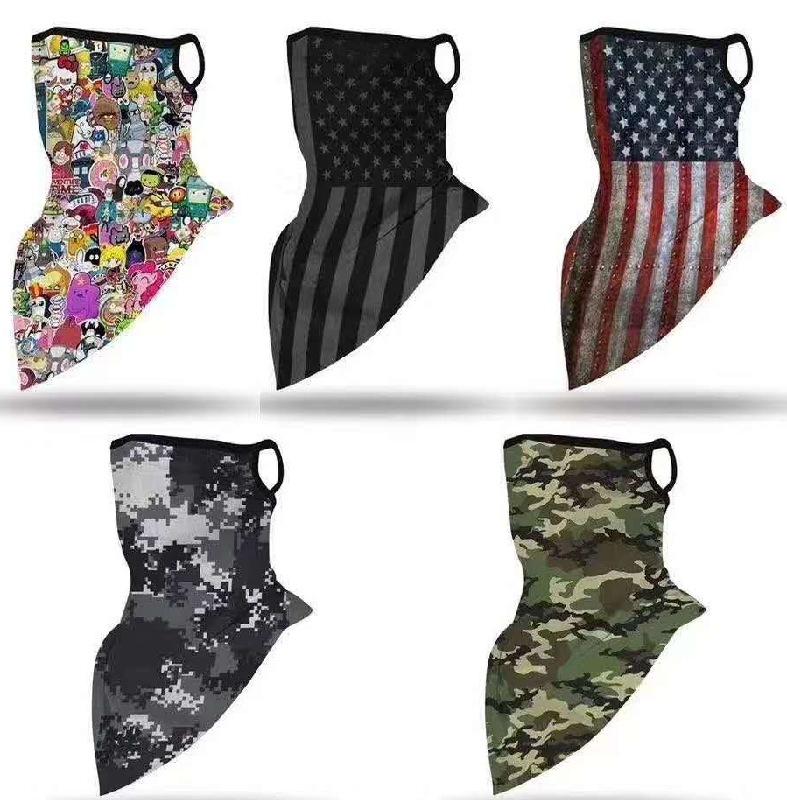 Hanging ear triangle towel, ice silk mesh breathable mask, men's and women's headgear, cycling windproof fishing sunscreen face scarf