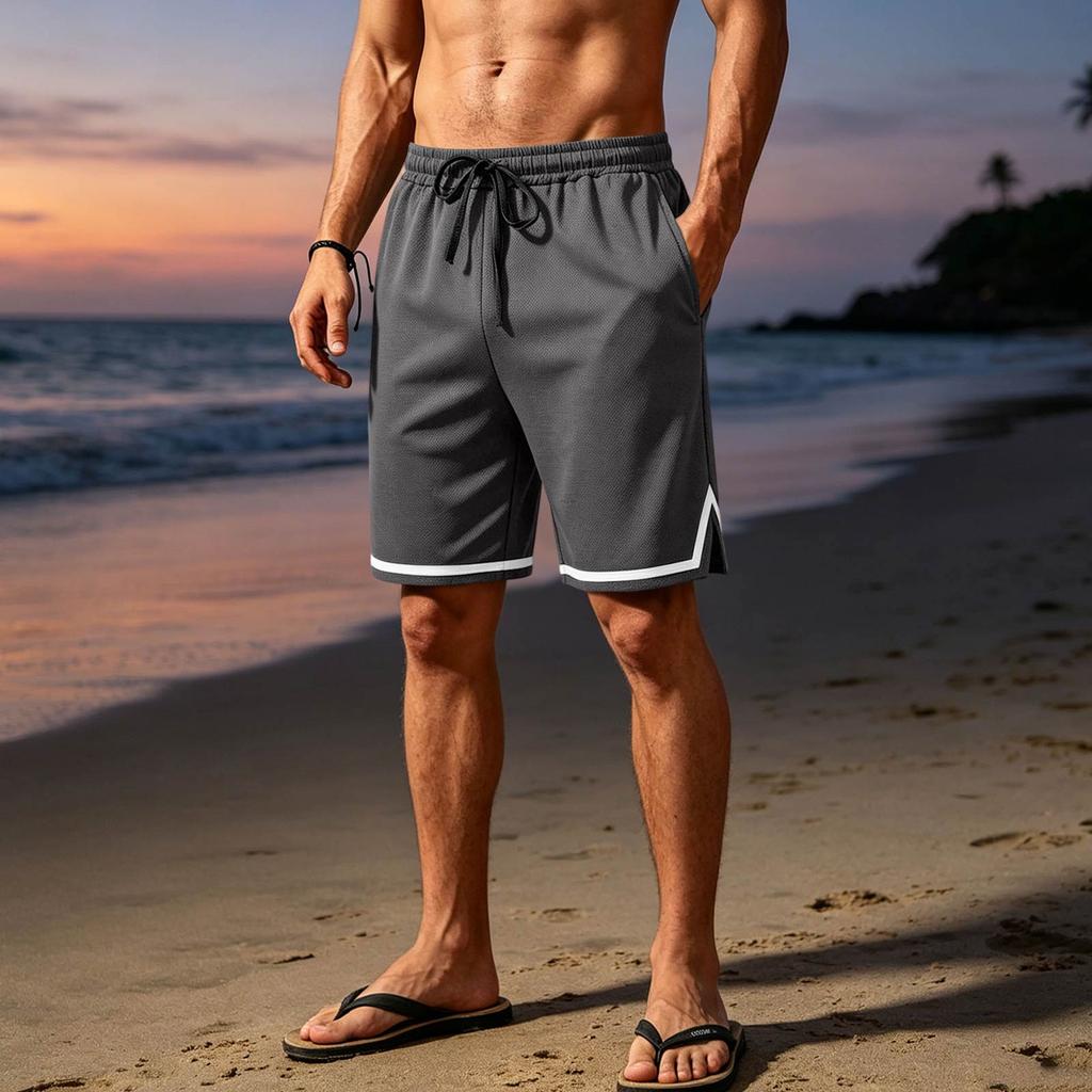 Men's Breathable Mesh Athletic Shorts Lightweight Casual Sportswear with Elastic Waistband and Drawstring for Outdoor Activities and Gym