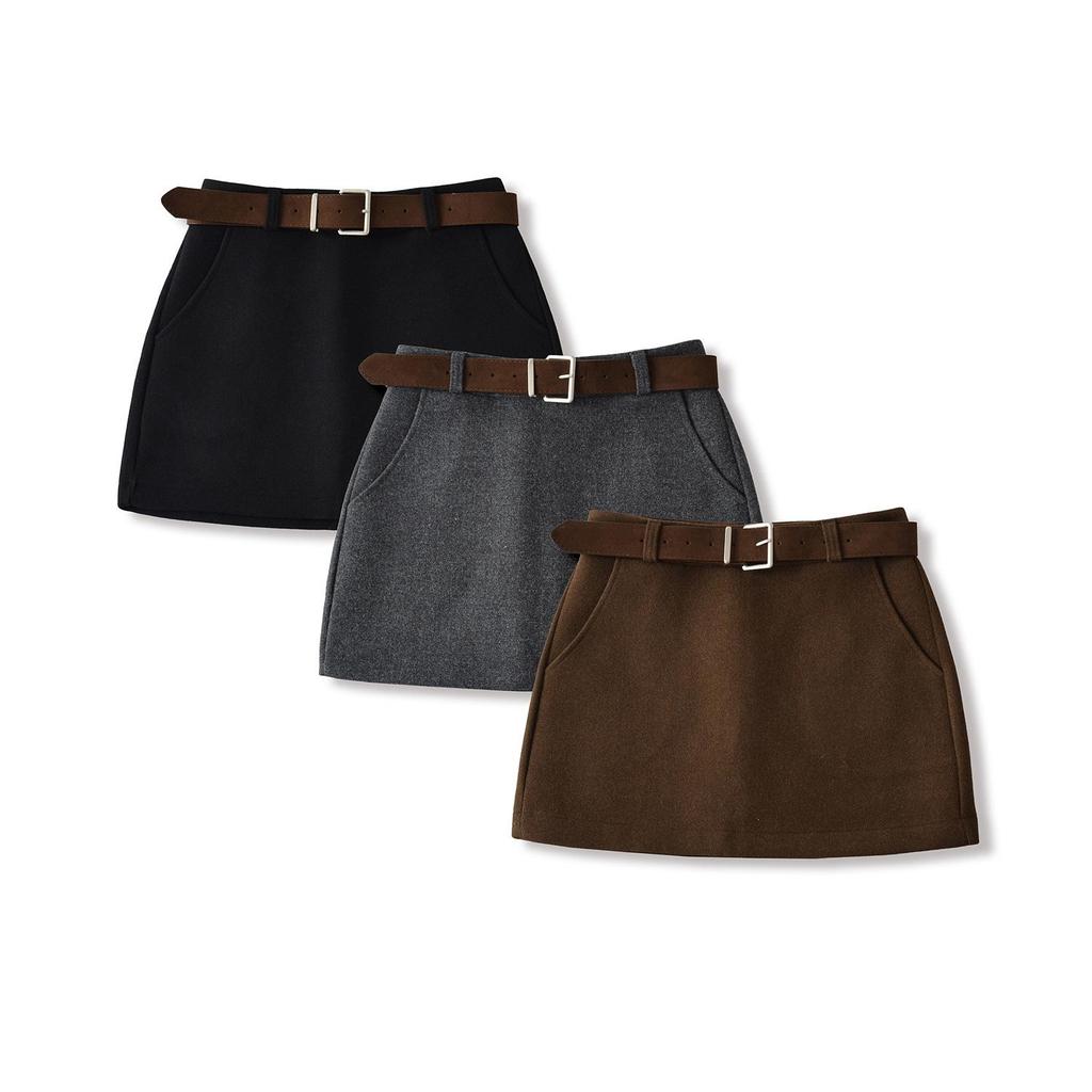 Gonna in lana retrò coreana da donna Autunno/Inverno 2025: Versatile Minigonna Aderente con Vita Petite