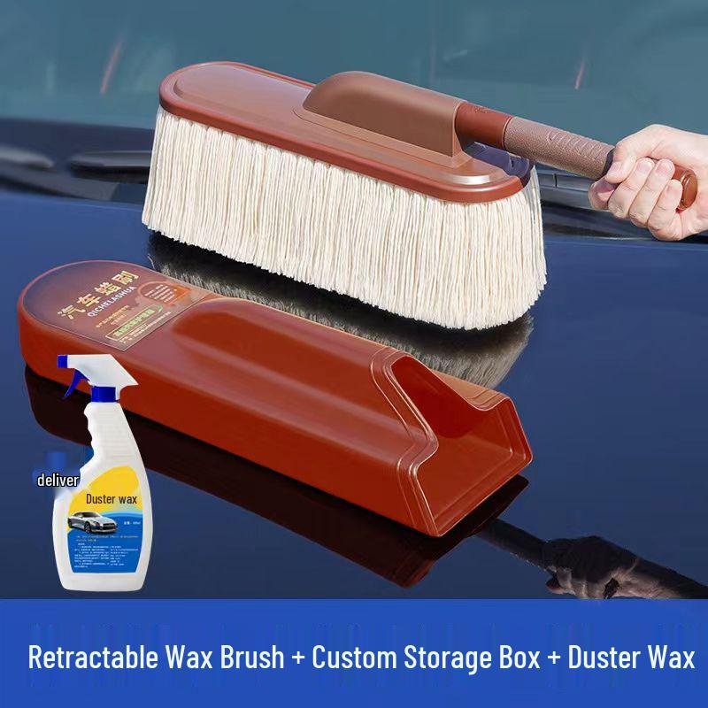 Car Dust and Snow Cleaning Brush with Retractable Rod