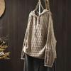 Johnature Damen Winterpullover mit Kordelzug und Kapuze, lässig, mit langen Ärmeln, lockerer Pullover im Vintage-Stil, Farbblockierung