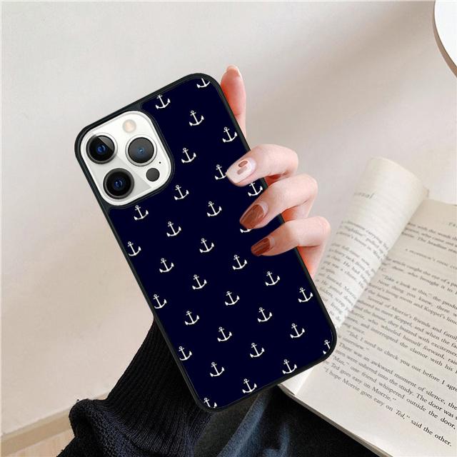 Stripes Anchor Boat Ship Wheel Phone Case Back Cover for iPhone 17 Air 16 15 14 13 11 12 Pro Max Plus Shell Coque