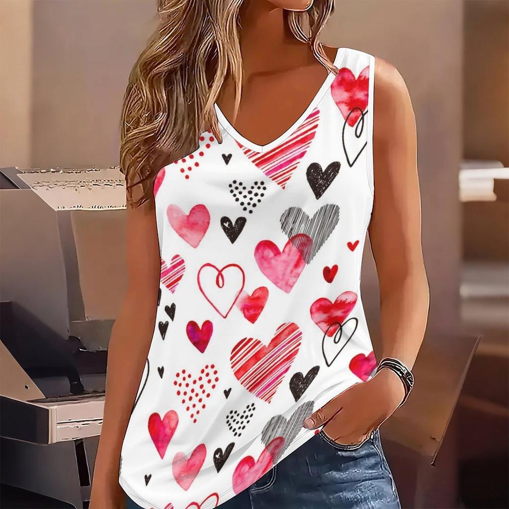 Top bez rękawów z nadrukiem symbolu serca 3D dla kobiet Trening Joga Siłownia Letnie Koszulki Sportowe z Nadrukiem Duże Rozmiary Kamizelki