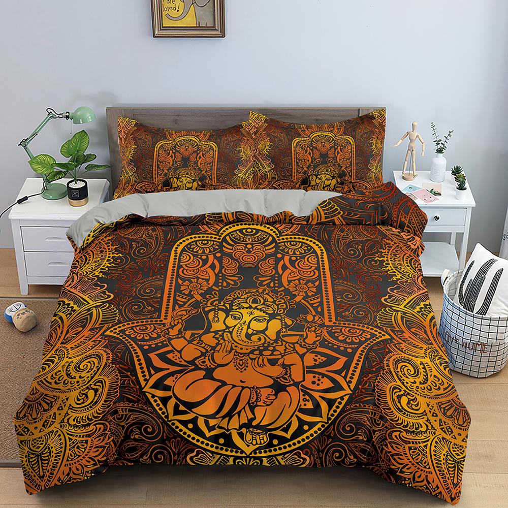Hand Of Fatima Duvet Cover Set Floral Pattern 3D Print Polyester Comforter Cover For Teens Adults Bedding Set King Queen Size