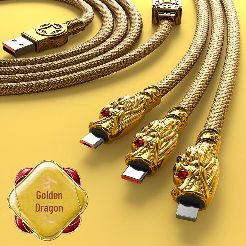 

Кабель для передачи данных 3 в 1 из цинкового сплава Dragon Year мощностью 100 Вт для сверхбыстрой зарядки